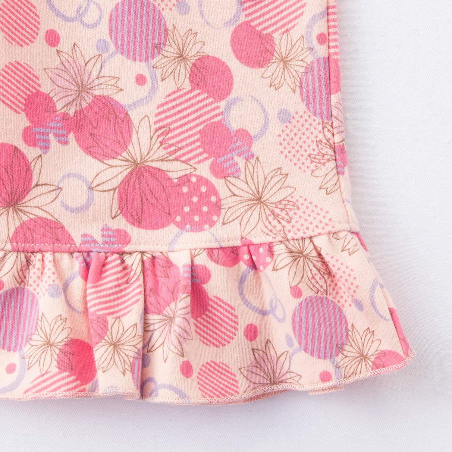 日本千趣會 - 迪士尼 夢幻荷葉短袖家居服/睡衣-米妮點點-粉