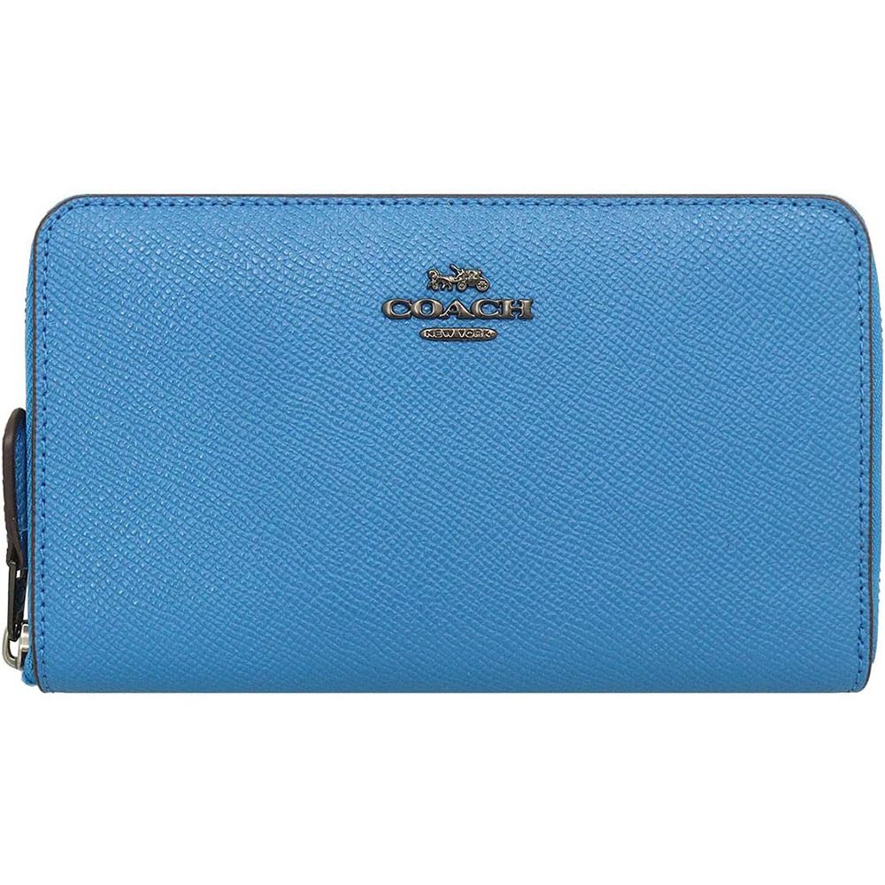 素面防刮皮革中夾 (寶藍)