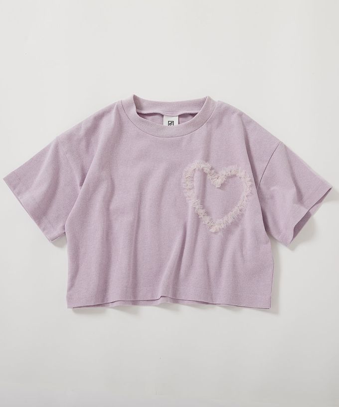 日本 devirock - 俏皮心型薄紗短袖上衣-淺黃