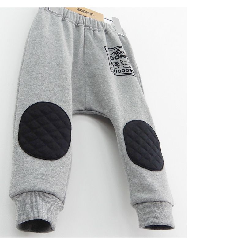 日本 ZOOLAND - 印花拼接長褲(裏毛)-屁屁口袋-灰