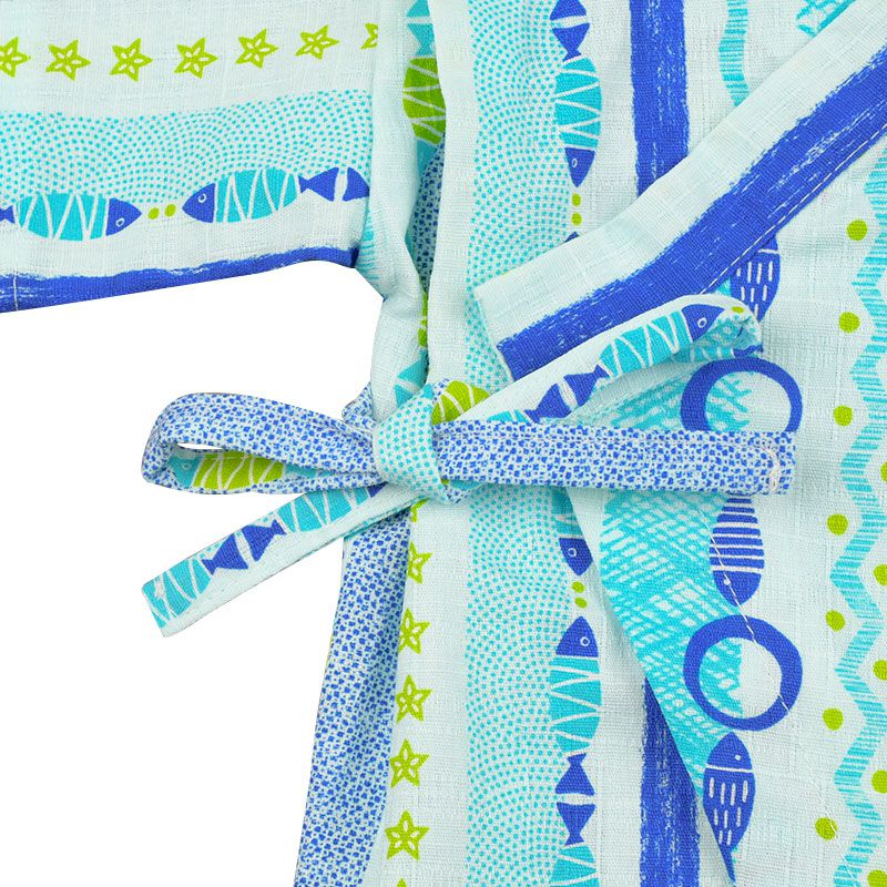 akachan honpo - 甚平包屁衣-小魚-藍色