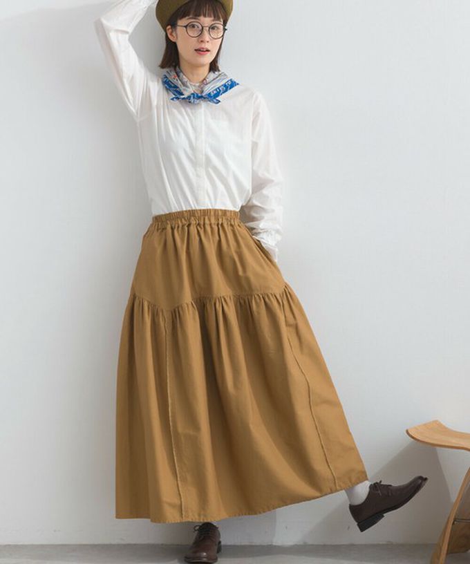 日本 Lupilien - 厚磅立體感線條澎澎長裙(附口袋)-海軍藍丹寧