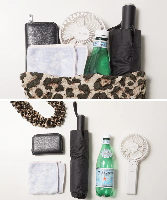 日本 COCA - 泡泡皺褶伸縮容量環保袋-肩背/側背款-斑馬紋