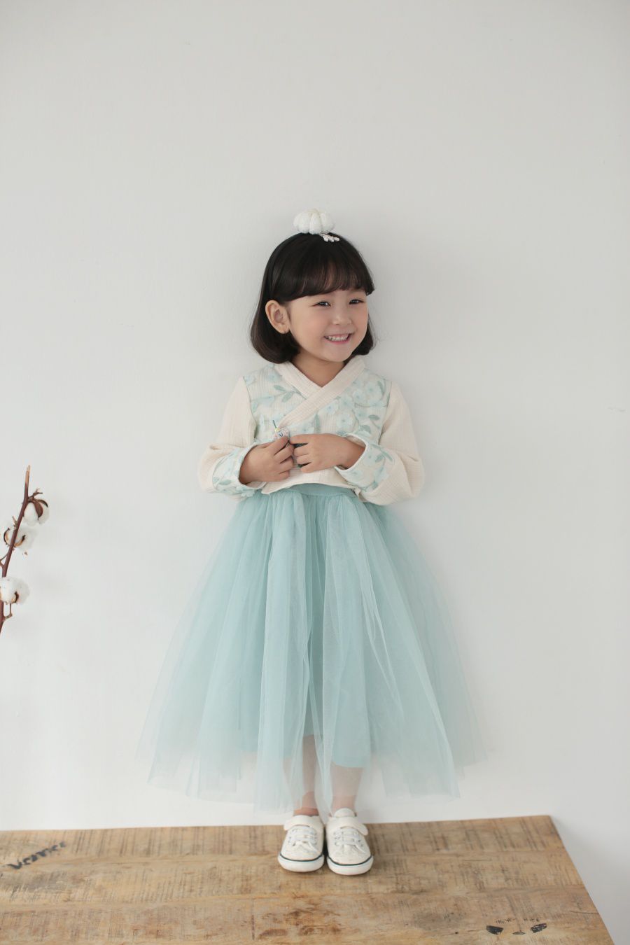 韓國 Dalla - 片片花朵流蘇2件式生活韓服-薄荷綠