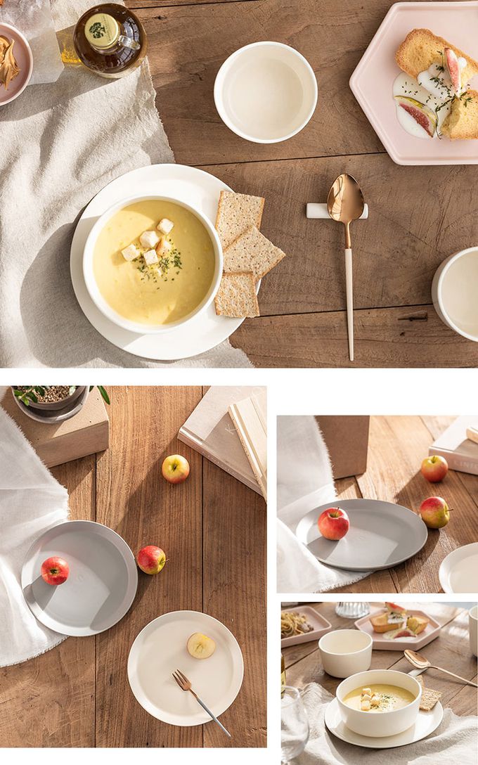 韓國 SSUEIM - Mariebel系列莫蘭迪陶瓷淺盤19cm (灰色)