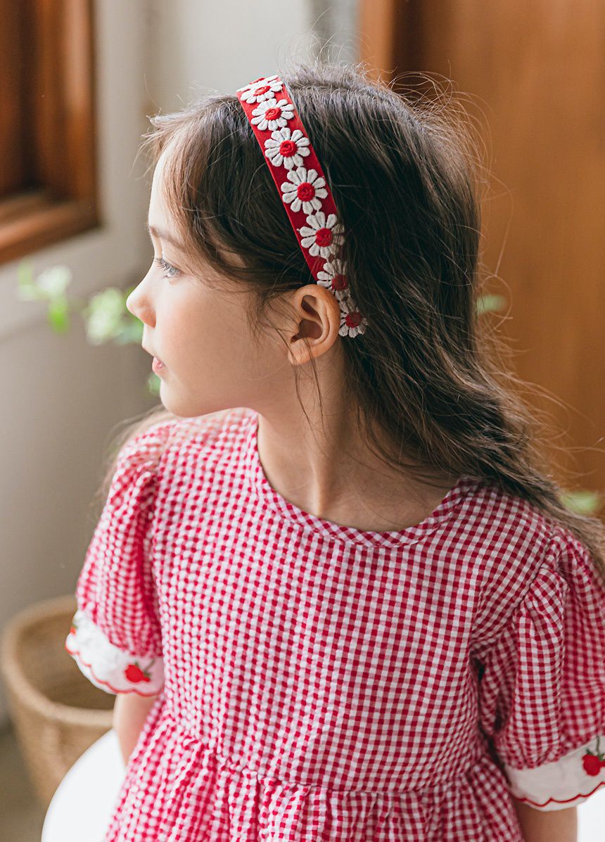 韓國 Bimbo Bimba - 刺繡花朵髮箍髮夾2入組-紫