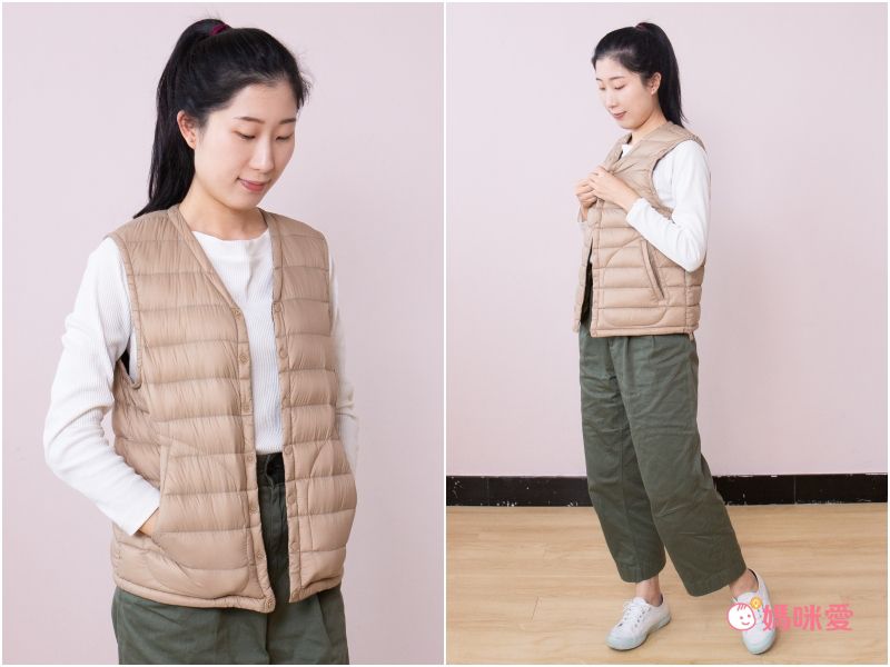 日本 OMNES - 超輕量保暖羽絨背心(媽媽)-杏
