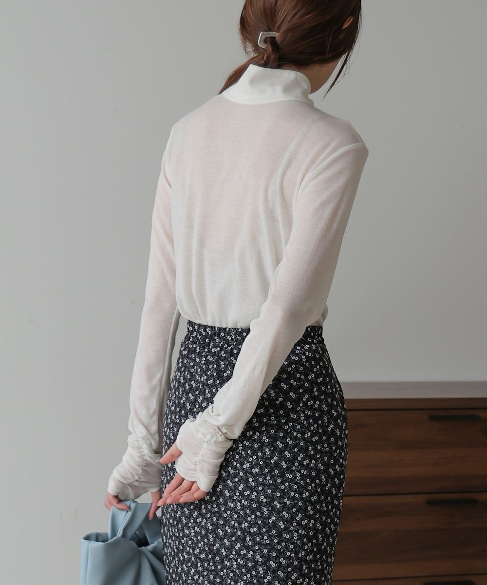 日本 Bab - 2WAY立領排扣薄長袖上衣-淺綠