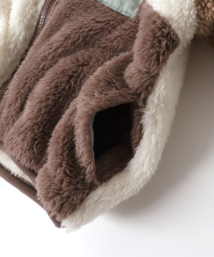 日本 apres les cours - 蓬鬆拼接風多彩絨毛外套-摩卡系