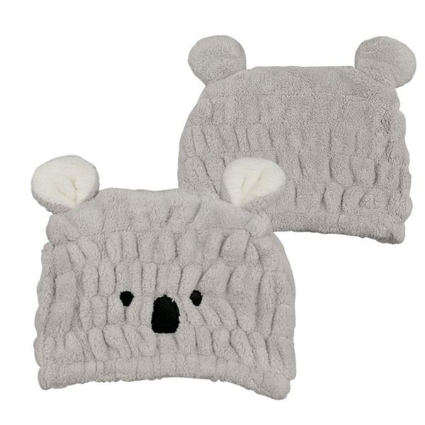 akachan honpo - 動物造型吸水乾髮帽-無尾熊-灰色 (頭圍44~80cm)