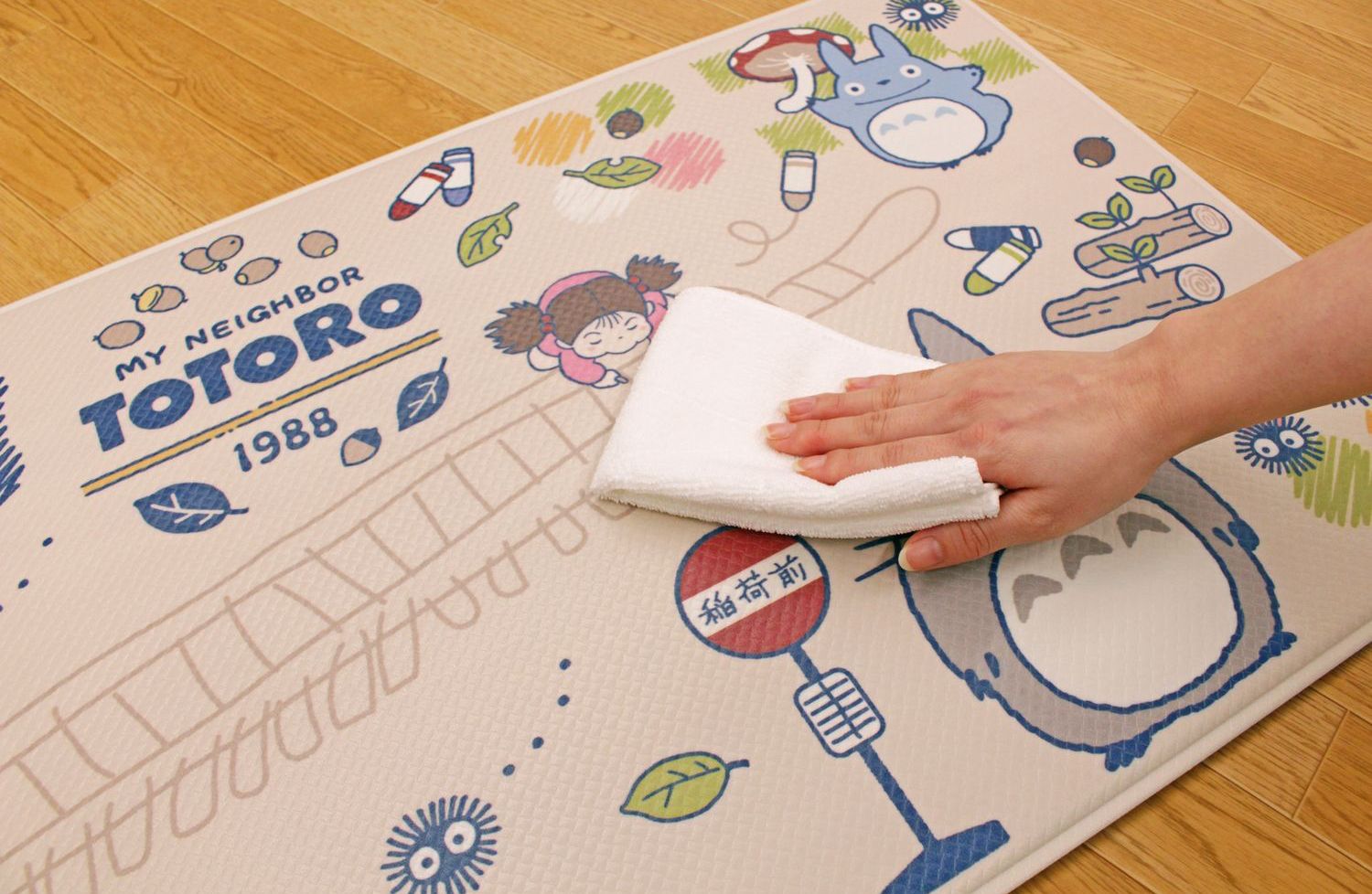 日本千趣會 - mini labo 去泥污腳踏墊-法蘭西花朵-藍綠