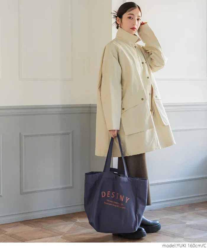 日本 COCA - 2WAY簡約大容量帆布袋-米白