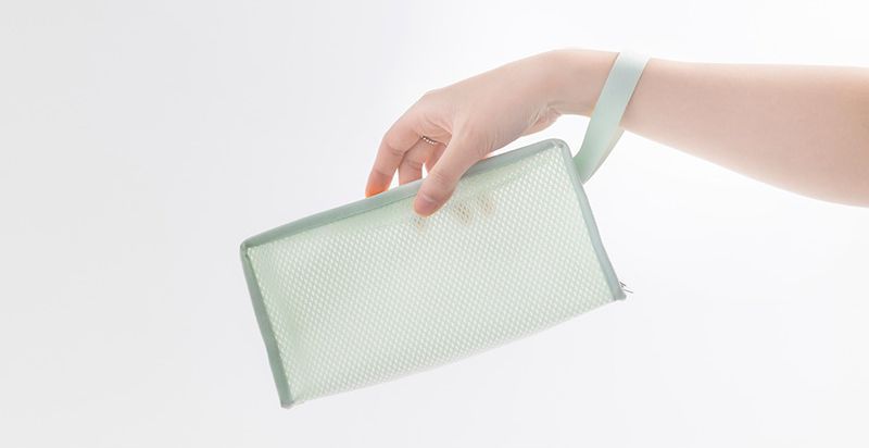 韓國 byfulldesign - (防水)韓製大開口手拿方形小包-湖水綠 (225x110x75mm)