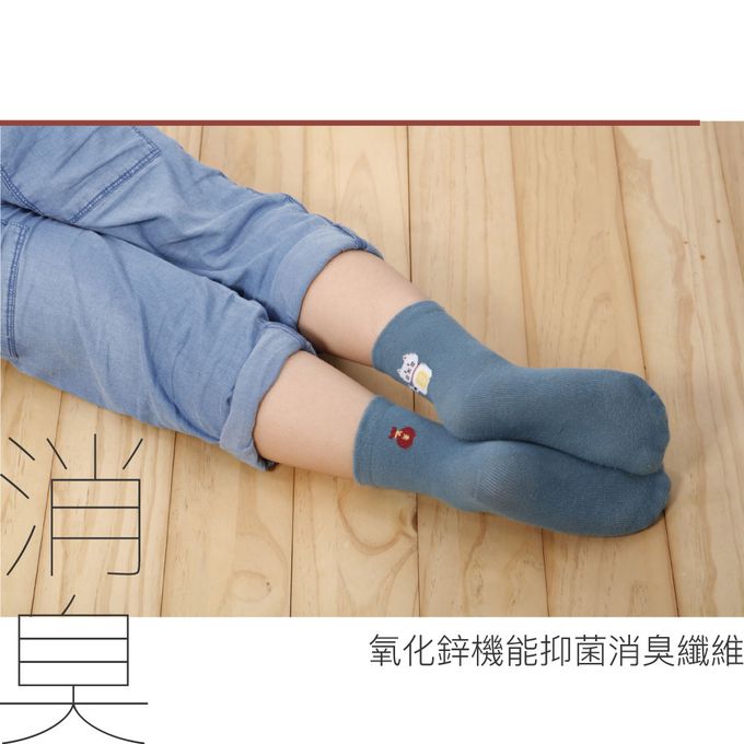 貝柔 Peilou - 貝寶兒童抑菌消臭1/2長襪3入組-(柴犬/富士山/招財貓)-顏色隨機