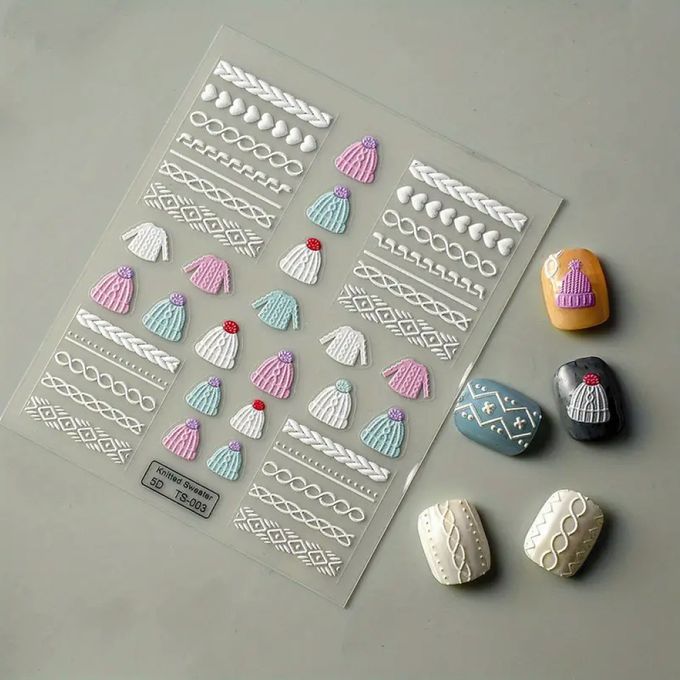 台灣 Cosplus 光妍 - nido mini 立體貼紙-針織毛衣毛帽&編織刺繡條紋(4款可選)