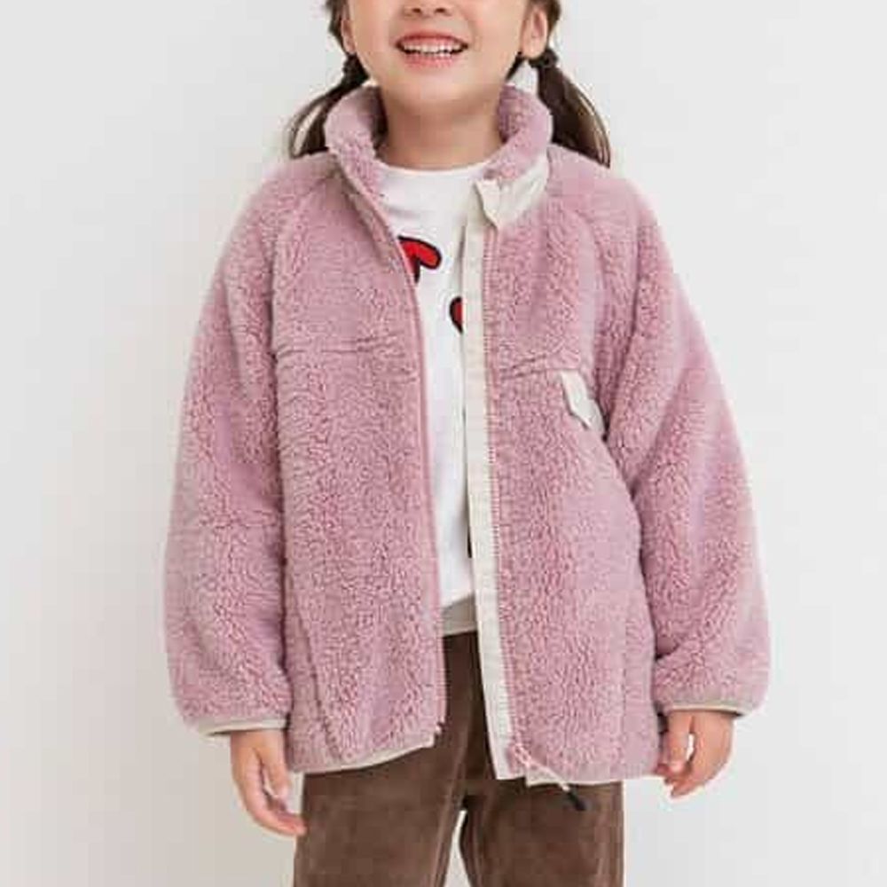 休閒保暖絨毛外套／夾克-素面-粉紅