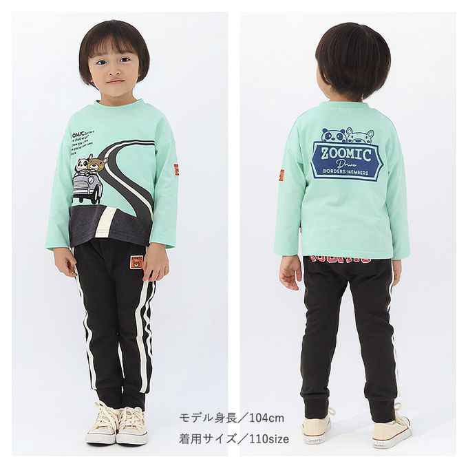 日本 ZOOLAND - 春季出遊印花長袖上衣-熊熊兜風-薄荷綠