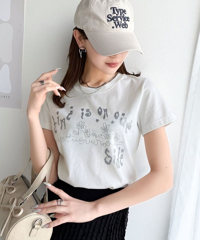 日本 Classical Elf - mily bilet 燙銀俏麗印花短袖上衣-黑