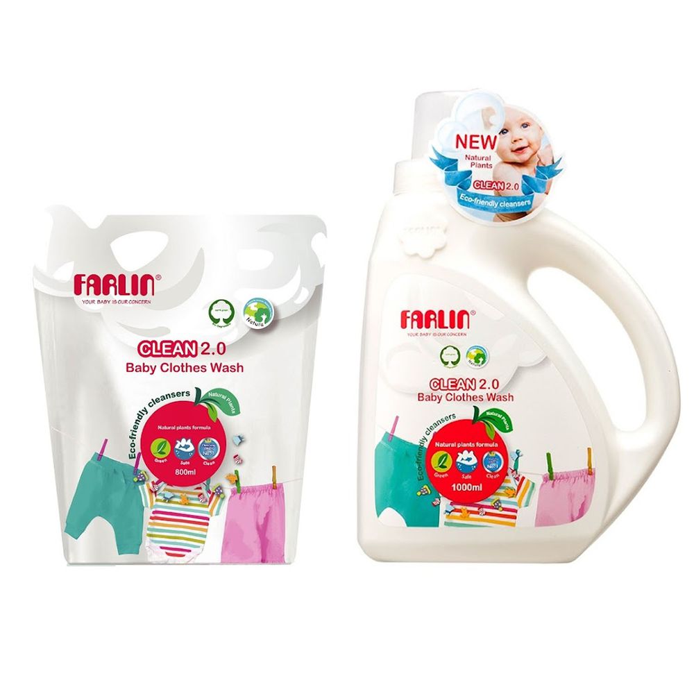 FARLIN - 植物性寶寶衣物清潔組合-(罐裝1000ml+補充包800ml)