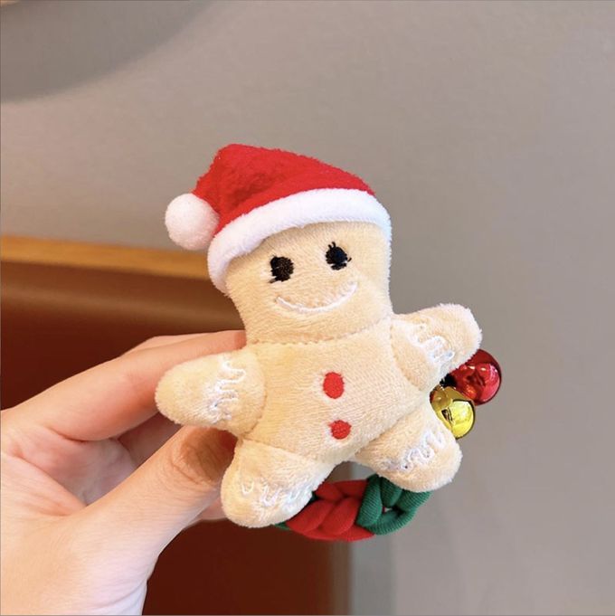 Love, Charlotte - 聖誕紅麋鹿髮箍+薑餅人鈴鐺彈力髮圈-2件一組-袋裝