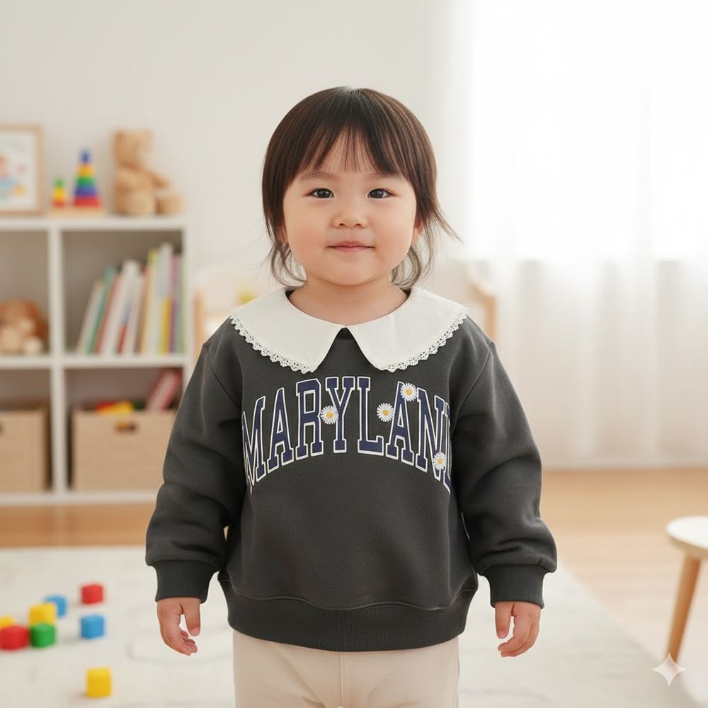 休閒上衣-英文字-深灰色