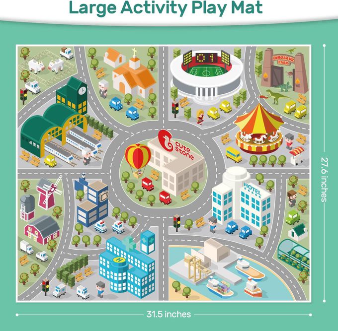 CuteStone - 交通世界 恐龍公園電動軌道 極速彎道組 (附小汽車)