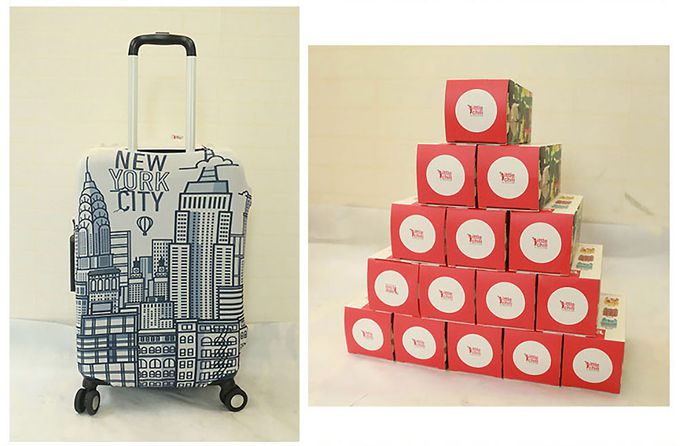 little chili - 繽紛行李箱套 M號-紐約白-24吋 -高60 寬40 厚度25cm