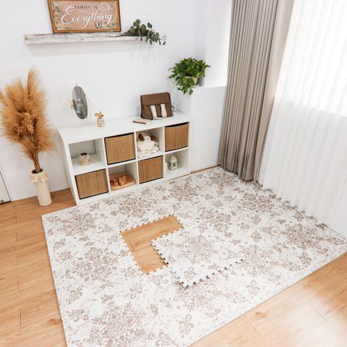 粉塵飛揚-波斯花系列巧拼-咖啡色 (單片62*62cm)-六片入