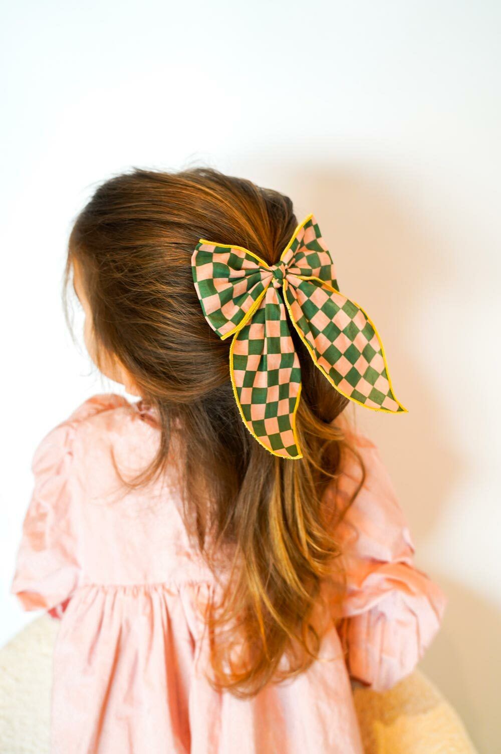 丹麥 GRECH & CO. - 蝴蝶結髮夾 (大尺寸)-細格紋 (適用於2歲以上)