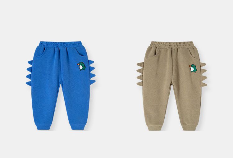 棉質休閒長褲-迷你恐龍-深藍色