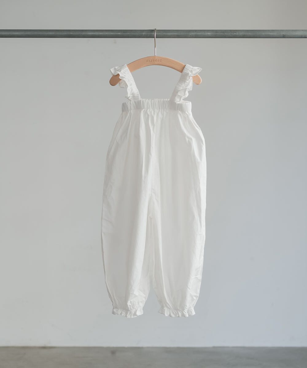 日本 riziere - 可愛荷葉澎澎燈籠吊帶褲-黑