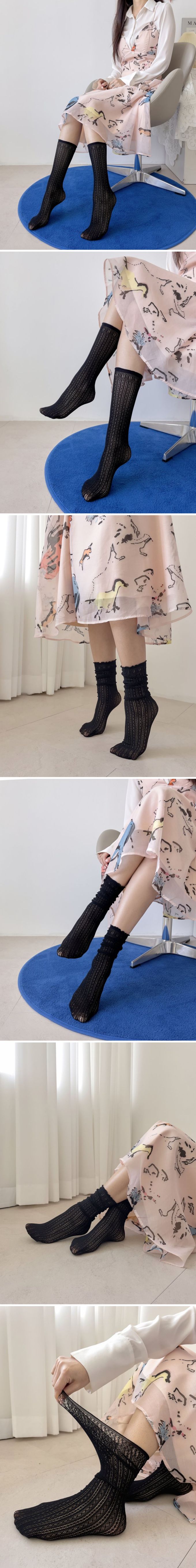 韓國 Marian - 鏤空細緻蕾絲彈性長襪-白 (Free)