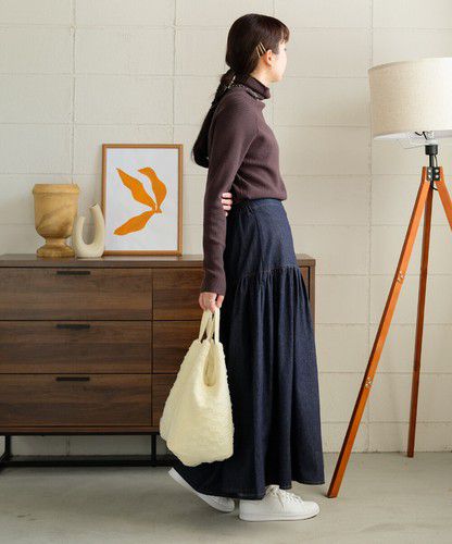 日本 Bou Jeloud - 簡約丹寧長裙-深藍