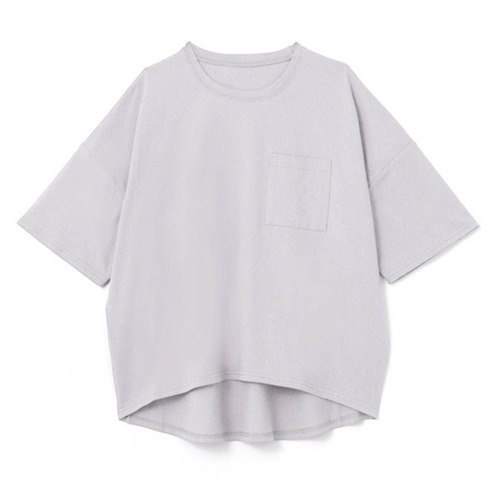 胸前口袋百搭短袖上衣-淺紫 (F)