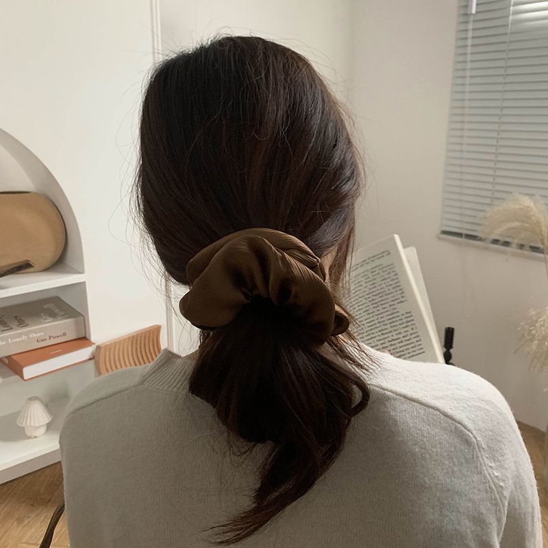 高級紋理皺摺髮圈(小)-米白色