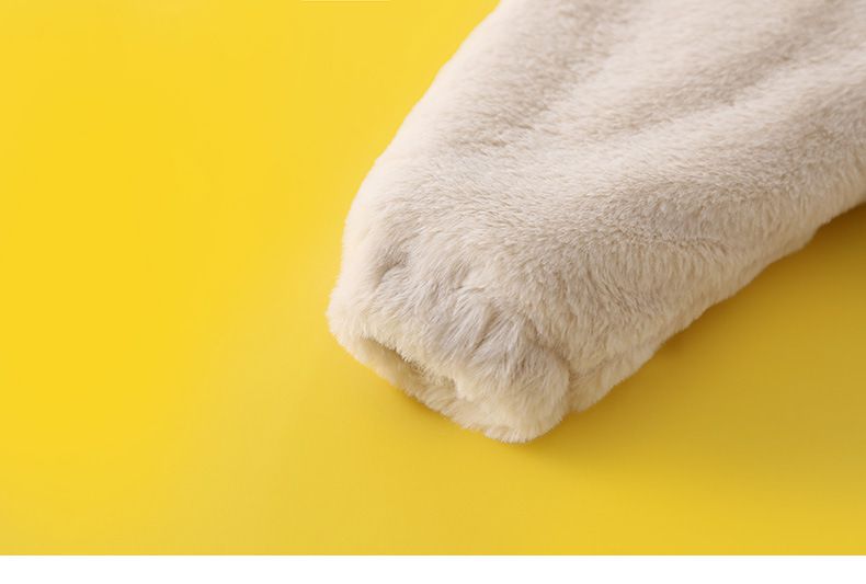 卡通人物史努比加厚毛絨絨半高領外套-SNOOPY戴墨鏡-杏色