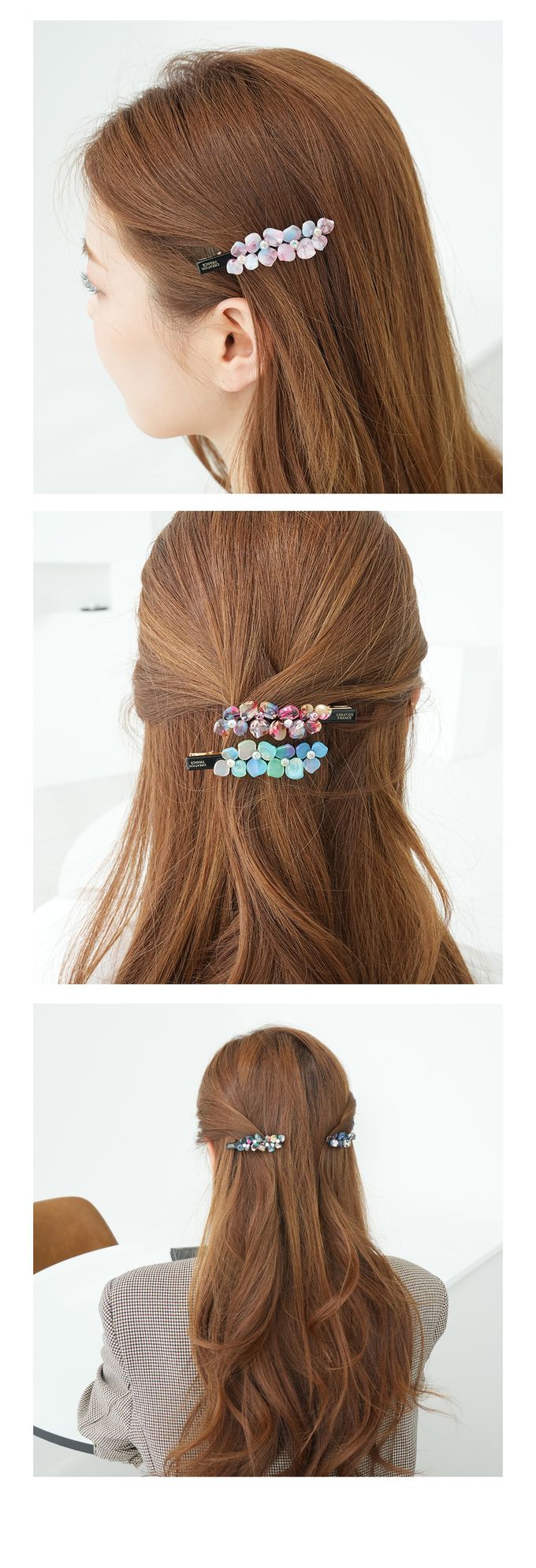 韓國 Soo&Soo - 正韓製CREATION FRANCE立體花朵髮夾-絢彩紅寶石