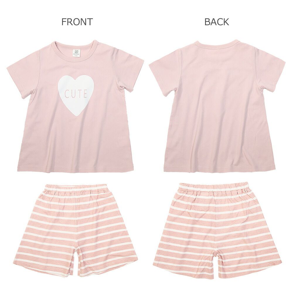 日本 devirock - 純棉舒適短袖家居服/睡衣-櫻桃點點-灰藍