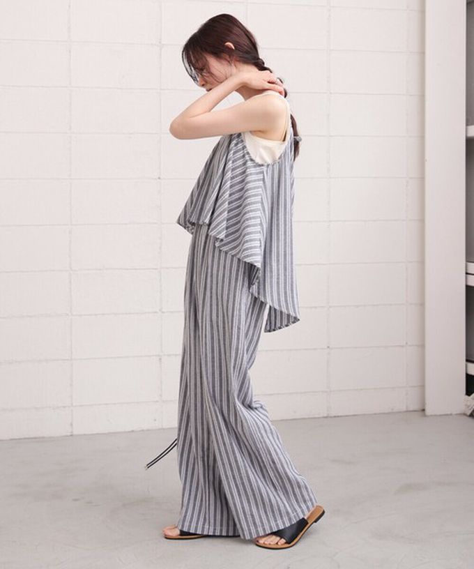 日本 Bab - 簡潔舒適混棉細肩帶長褲套裝-素面-經典黑 (M)