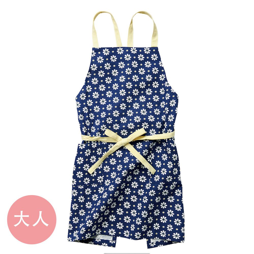 日本代購 - 印度棉大人料理圍裙(雙口袋)-小雛菊-藍