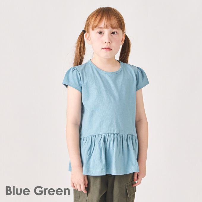 日本 evercloset - 100%棉 層次荷葉衣襬短袖上衣-點點-白