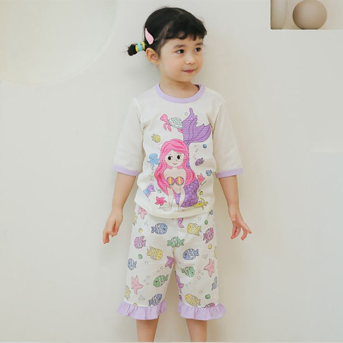 正韓 Puco - 超優質嬰幼兒/兒童七分袖100% 有機純棉家居服/睡衣-美人魚