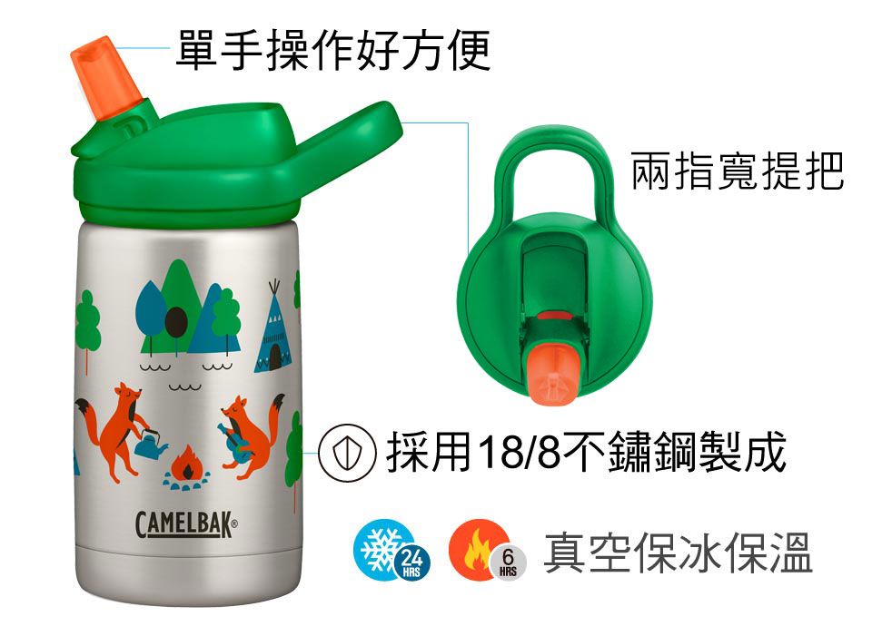 CamelBak - eddy+ 兒童吸管雙層不鏽鋼保溫瓶-花童樹獺-350ML
