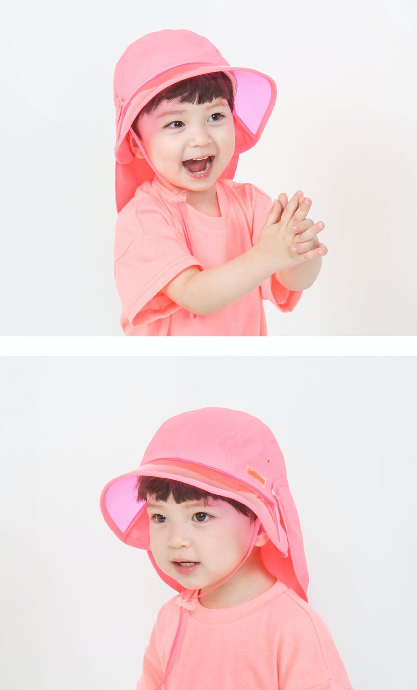 韓國 Babyblee - 抗UV遮陽板遮脖防曬帽-粉紅 (頭圍：L(50-54cm))