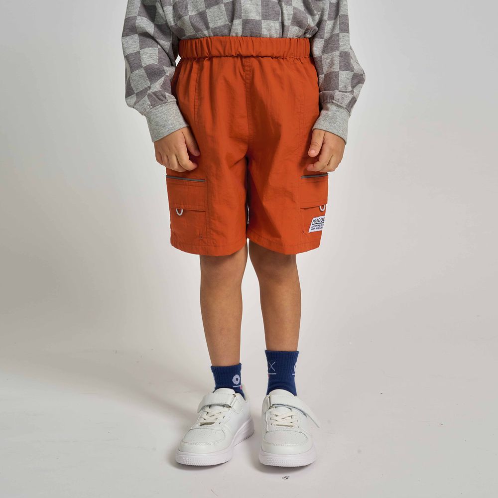 抗汙防潑水 機能玩耍側口袋短褲-深橘
