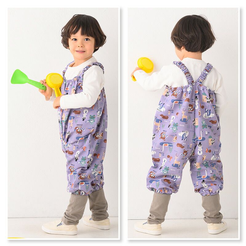 日本 ZOOLAND - 吊帶連身遊戲服/玩沙衣-清新花園-粉 (80~110cm)