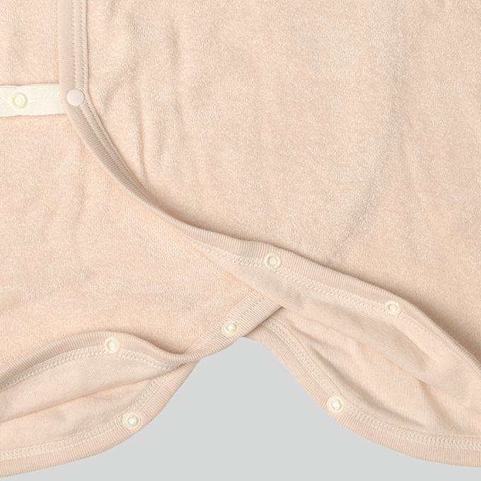 akachan honpo - 長袖新生兒內衣4件組-按扣款 毛圈布 草莓-粉紅色 (50~60cm)