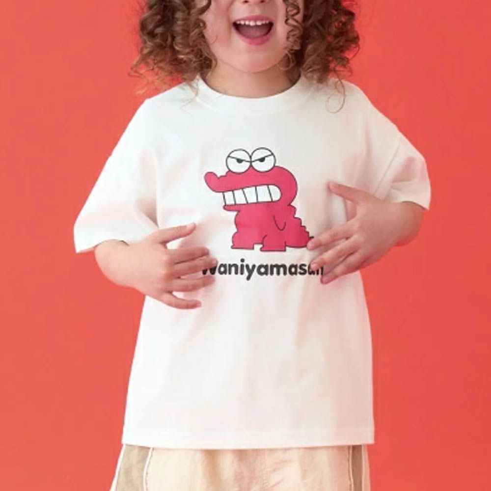 聯名限定 短袖上衣-卡通人物鱷魚阿山-白