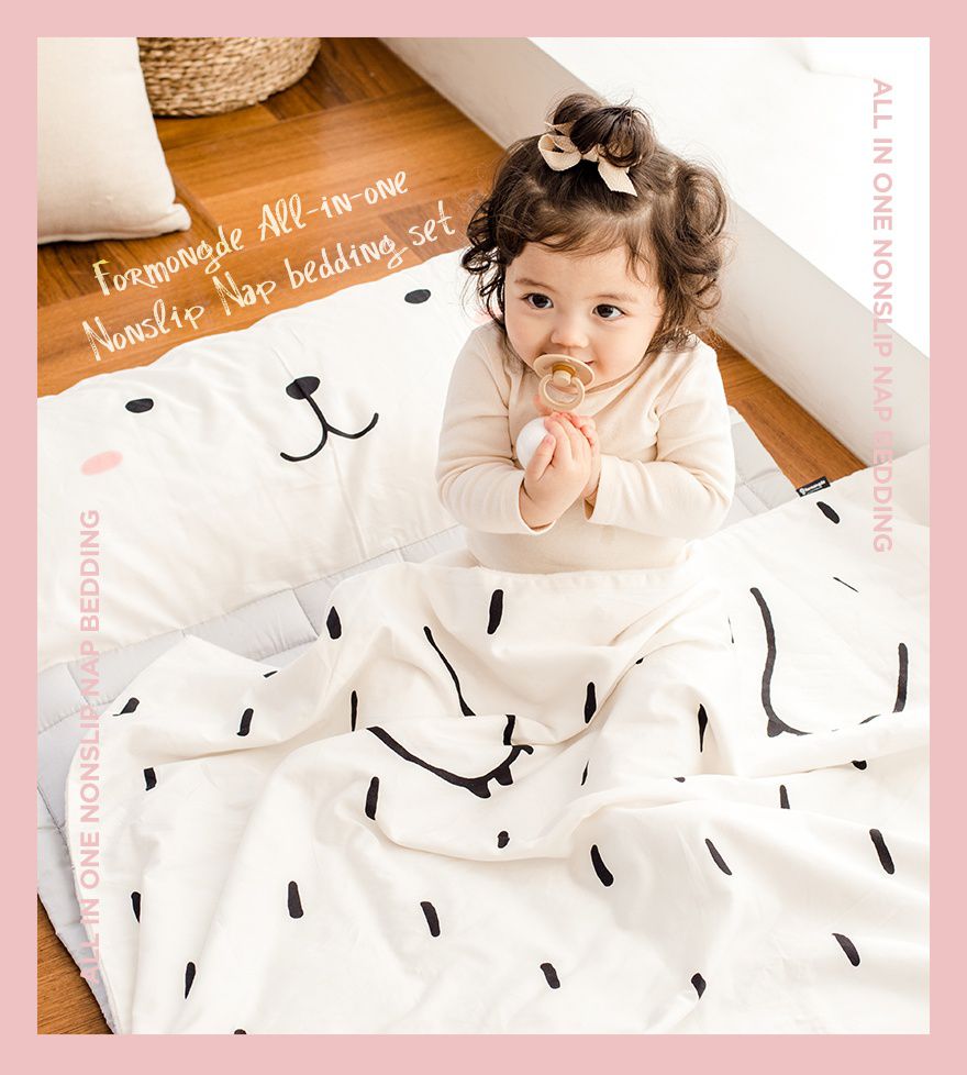 韓國 Formongde - 睡袋5件組(air mesh 睡墊+顆粒被)-三角企鵝-睡墊1, 顆粒被1, 枕芯1, 睡袋收納袋1, 萬用收納袋1