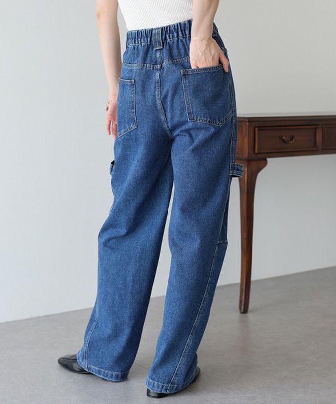 日本 BLUE EAST - 率性寬鬆感高腰畫家丹寧褲-淺藍